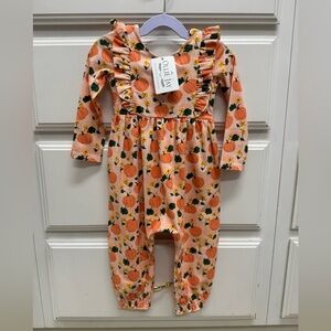 Ollie Jay “Mabel Pumpkin” Ruffle Romper – Size 2 – NWT 🎃